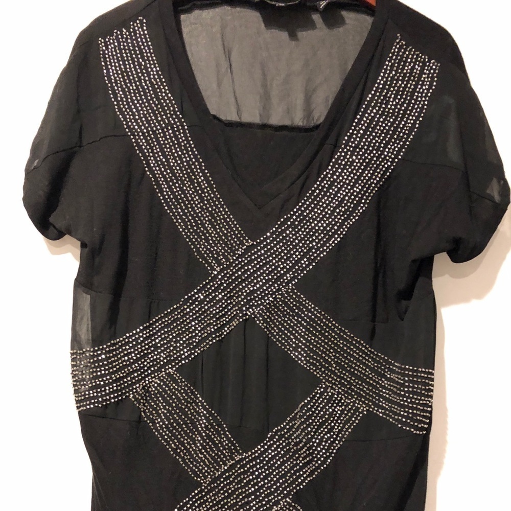 Beautiful black partial sheer shirt size large